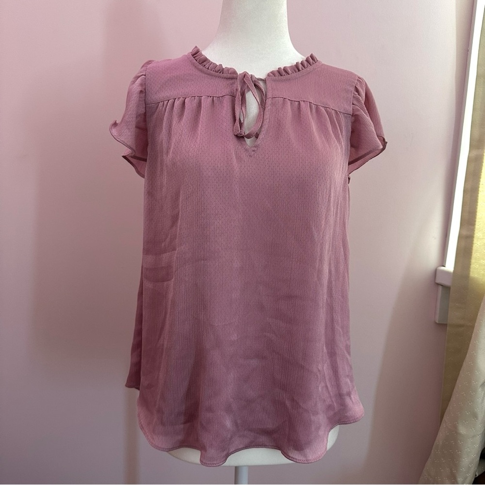 Lauren Conrad Pink Ruffle Blouse